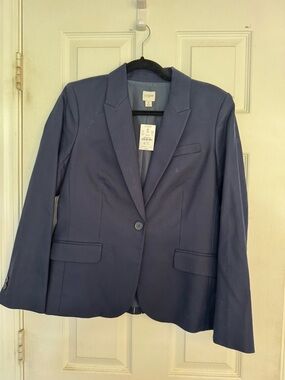J. Crew Factory Navy Single-Button Stretch Blazer (size 8)